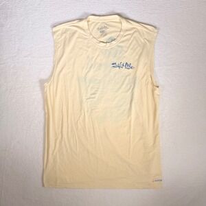 Salt Life Mens XL Yellow Sleeveless UVAPOR Fishing‎ Mahi Dolphin T-Shirt